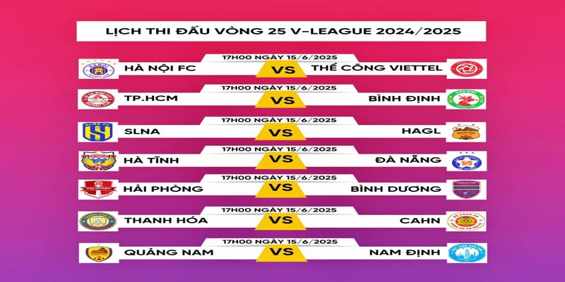 Lịch thi đấu V-League 2025 từng vòng